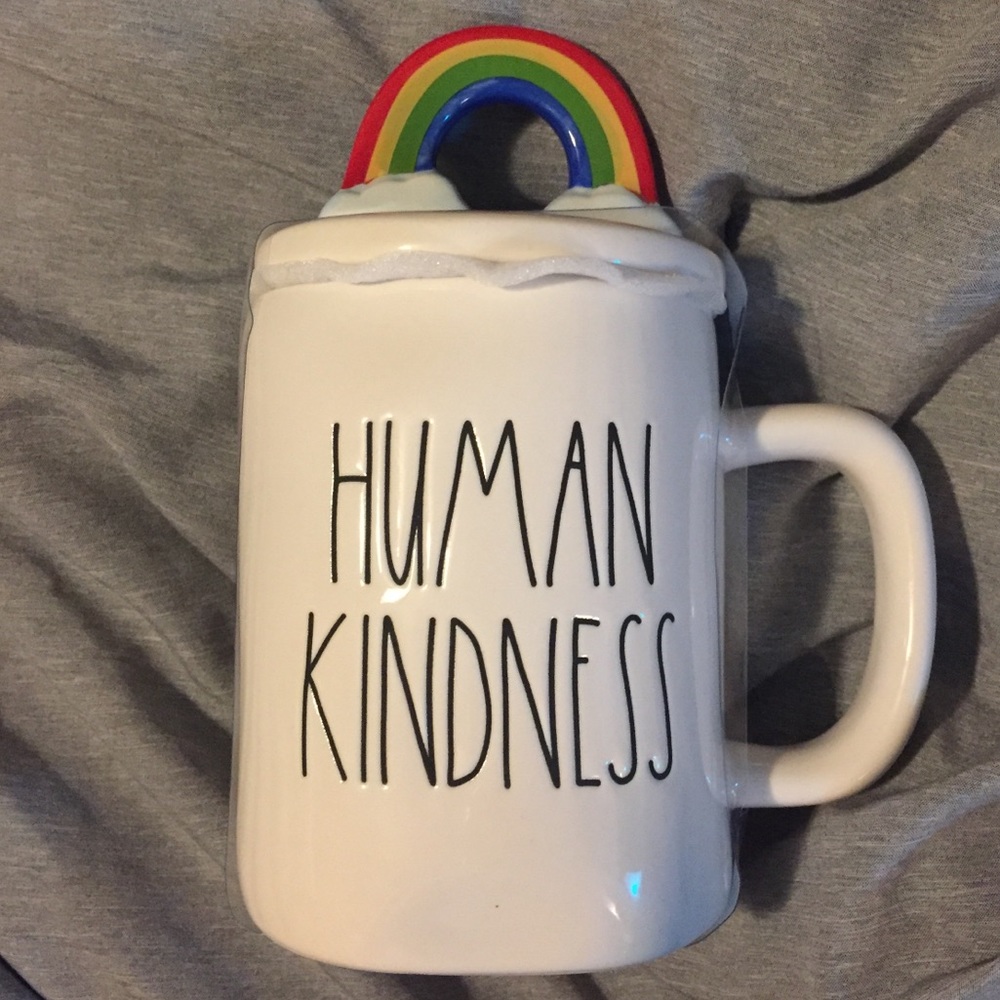 Rae Dunn HUMAN KINDNESS Mug w/Topper